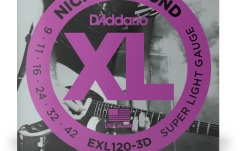 Corzi chitară electrică Daddario EXL120-3D Nickel Wound Super Light 09-42 3 Sets