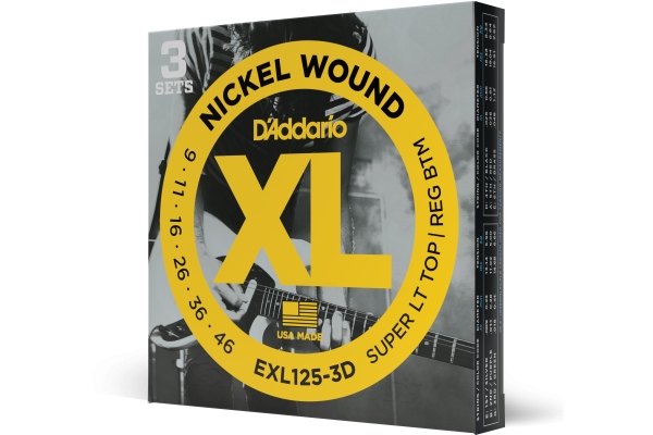 EXL125-3D Nickel Wound Super Light Top/Regular Bottom 09-46 3 Sets