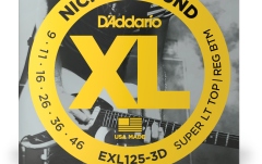 Corzi chitară electrică Daddario EXL125-3D Nickel Wound Super Light Top/Regular Bottom 09-46 3 Sets