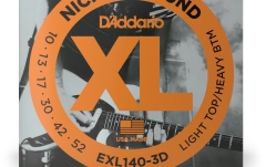 Corzi chitară electrică Daddario EXL140-3D Nickel Wound Light Top/Heavy Bottom 10-52 3 sets
