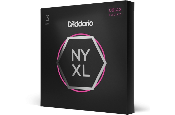 Corzi chitară electrică Daddario NYXL0942-3P Nickel Wound Super Light 9-42 3 Sets