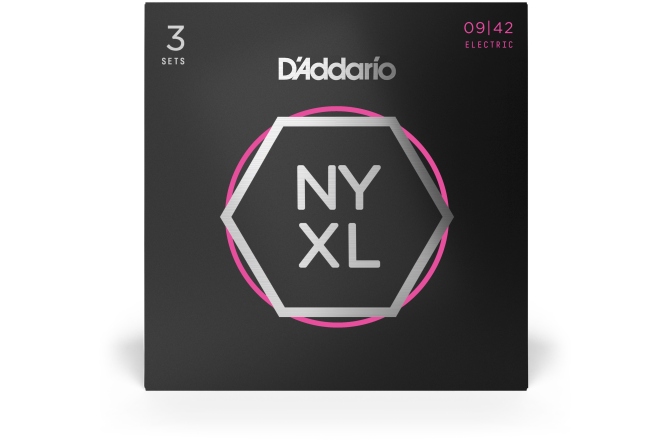 Corzi chitară electrică Daddario NYXL0942-3P Nickel Wound Super Light 9-42 3 Sets