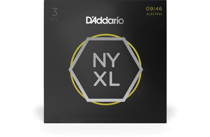 Corzi chitară electrică Daddario NYXL0946-P Nickel Wound Super Light Top / Regular Bottom 9-46 3 Sets