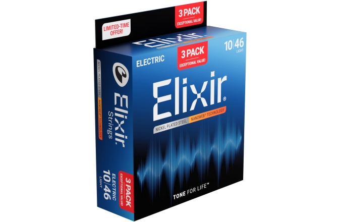 Corzi chitară electrică Elixir 3Pack Nanoweb Electric 10-46 16567