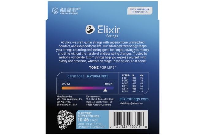 Corzi chitară electrică Elixir 3Pack Optiweb Electric 10-46 16572
