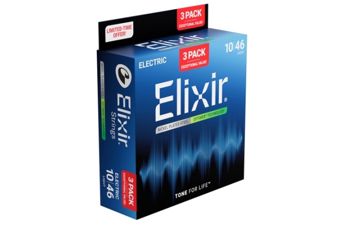 Corzi chitară electrică Elixir 3Pack Optiweb Electric 10-46 16572