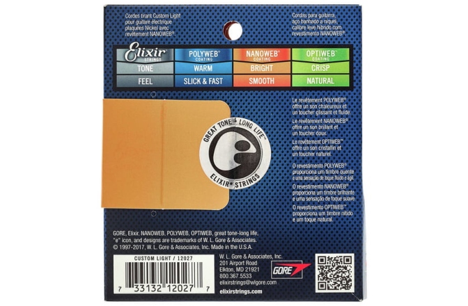 Corzi chitară electrică Elixir Nanoweb Electric Custom Light 12027