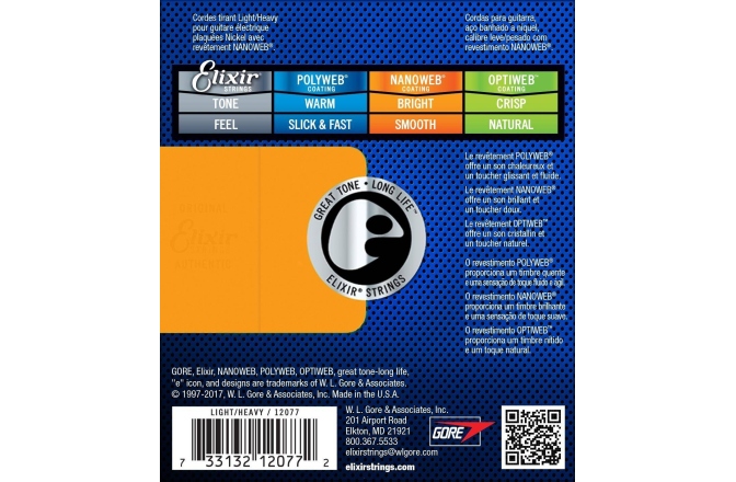 Corzi chitară electrică Elixir Nanoweb Electric Light Heavy 12077