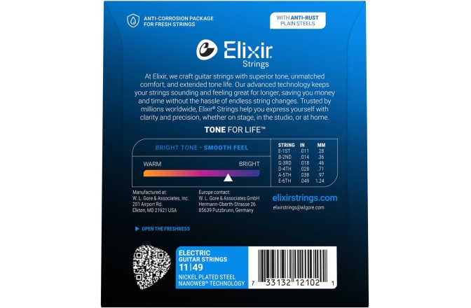 Corzi chitară electrică Elixir Nanoweb Electric Medium 12102