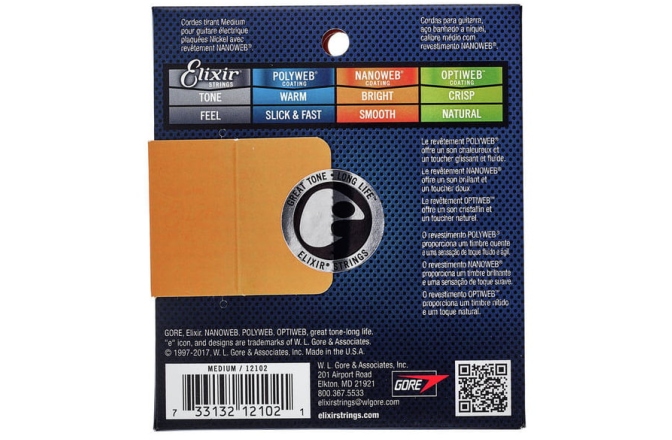 Corzi chitară electrică Elixir Nanoweb Electric Medium 12102