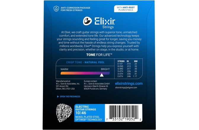 Corzi chitară electrică Elixir Optiweb Electric Nickel Plated Light 19052