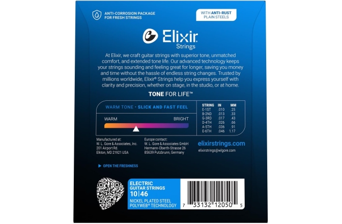 Corzi chitară electrică Elixir Polyweb Electric Nickel Plated Light 12050
