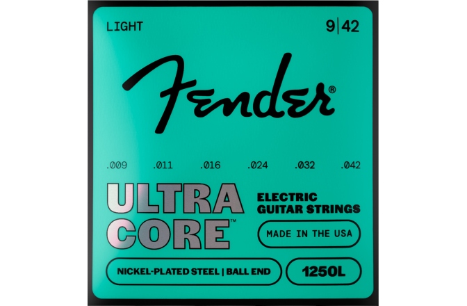Corzi chitară electrică Fender 1250 Ultracore™ Guitar Strings Nickel Plated Steel Ball End 1250L Gauges .009-.042 (6)
