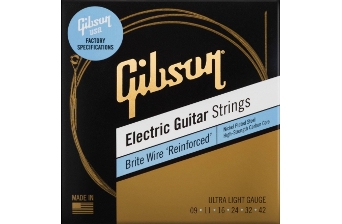 Corzi chitară electrică Gibson SEG-BWR9 Brite Wire Reinforced Electric Guitar Strings 9-42 Ultra-Light