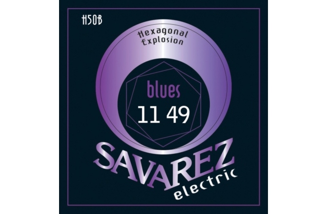 Corzi chitară electrică Savarez Corzi chitara electrica Hexagonal Explosion Nickel Blues .011-.049