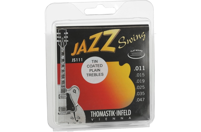 Corzi chitara electrica Thomastik Jazz Swing Series Nickel Flat Wound Set 011 flatwound tin plated