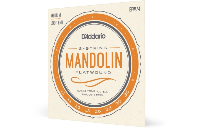 Corzi mandolină Daddario EFW74 Flatwound Medium 11-36