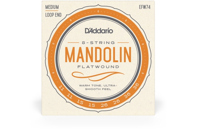 Corzi mandolină Daddario EFW74 Flatwound Medium 11-36