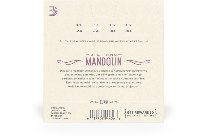 Corzi mandolină Daddario EJ70 PB Ball End Medium/Light 11-38
