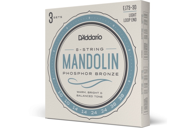 Corzi mandolină Daddario EJ73 PB Light 10-38 3 Sets