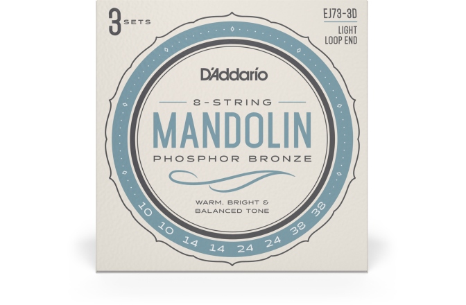 Corzi mandolină Daddario EJ73 PB Light 10-38 3 Sets