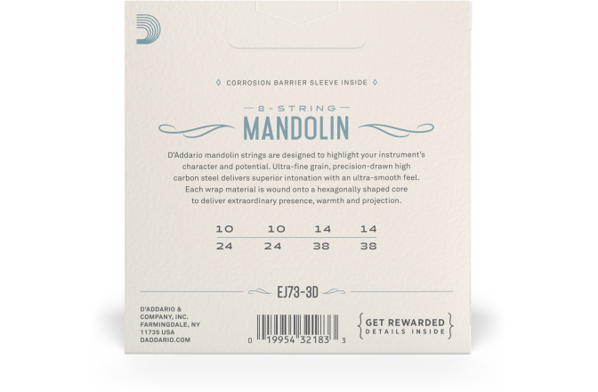 Corzi mandolină Daddario EJ73 PB Light 10-38 3 Sets