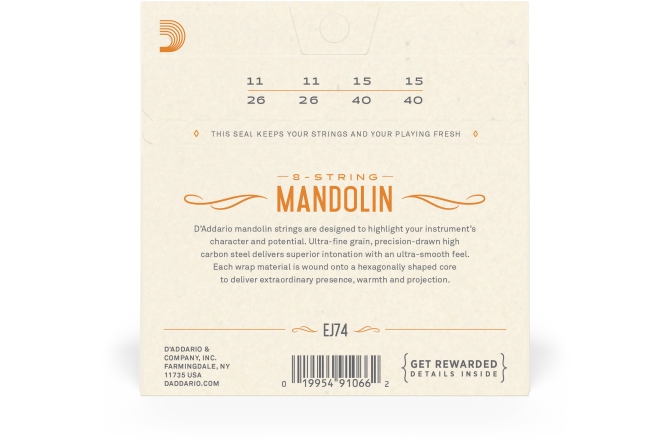 Corzi mandolină Daddario EJ74 PB Medium 11-40