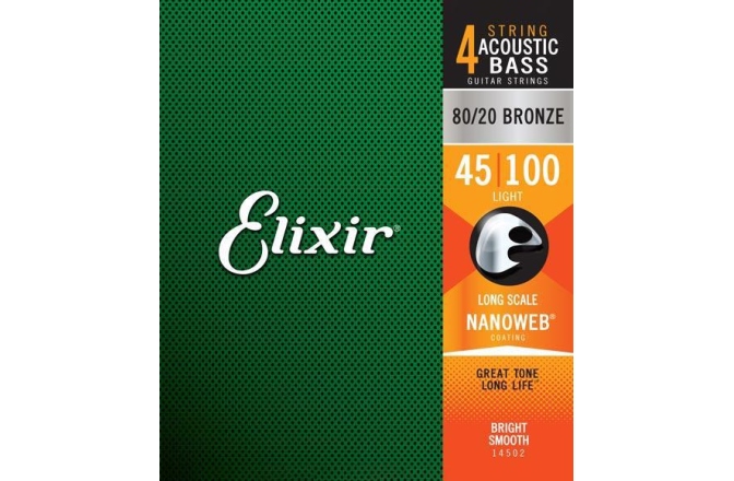 Strings for Acoustic Bass Elixir Nanoweb Acoustic Bass 80/20 Bronze 45-100 Light