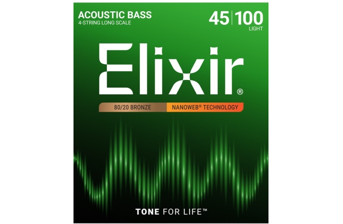 Strings for Acoustic Bass Elixir Nanoweb Acoustic Bass 80/20 Bronze 45-100 Light