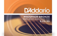 Corzi pentru chitară acustică Daddario EJ15-3D Ph. Bronze Ex.Light 10-47