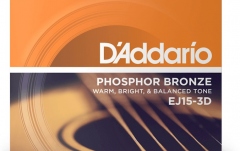 Corzi pentru chitară acustică Daddario EJ15-3D Ph. Bronze Ex.Light 10-47