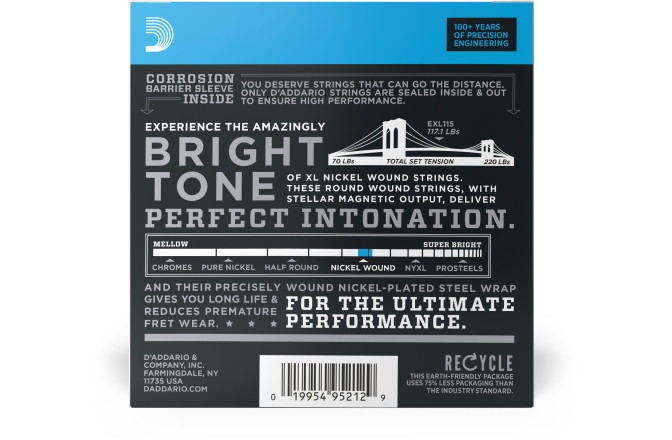 Corzi pentru chitară electrică Daddario EXL115-10P Medium 11-49