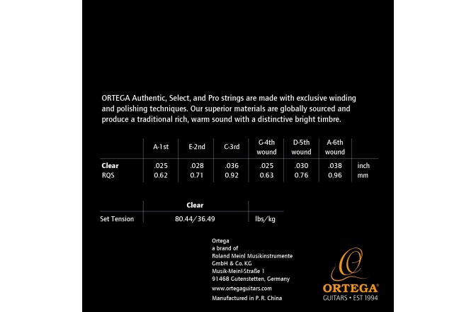 Corzi Requinto Ortega Select String Set - Requinto Guitar