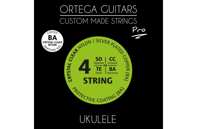 Corzi Ukulele Bariton Ortega Custom Made Strings "Pro" for Bariton Ukulele 4 String - Crystal Nylon / .026/.030
