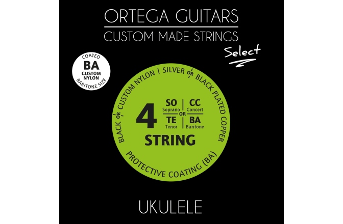 Corzi ukulele bariton Ortega Custom Made Strings "Select" for Bariton Ukulele 4 String - Custom Nylon / .026/.030