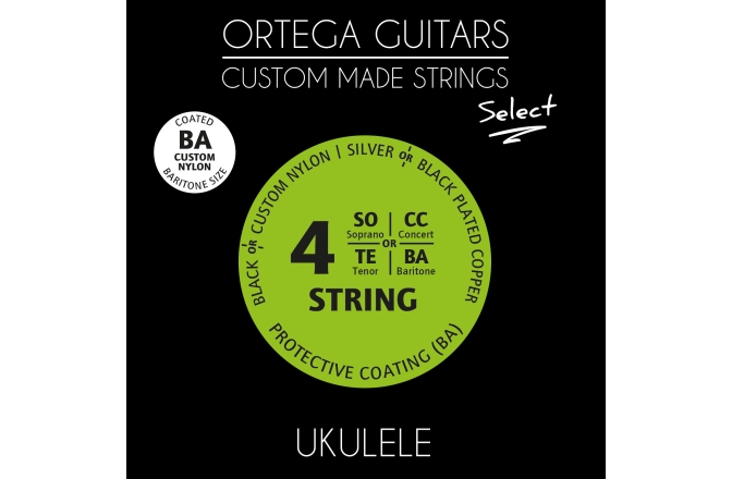 Corzi ukulele bariton Ortega Custom Made Strings "Select" for Bariton Ukulele 4 String - Custom Nylon / .026/.030