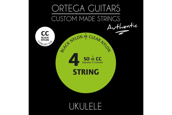 Custom Made Strings "Authentic" for Concert Ukulele 4 String - Black Nylon / .024/.026