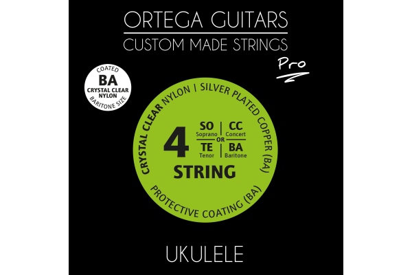 Custom Made Strings "Pro" for Bariton Ukulele 4 String - Crystal Nylon / .026/.030
