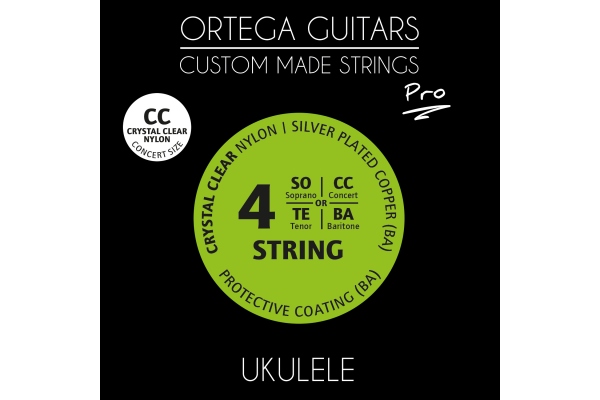 Custom Made Strings "Pro" for Concert Ukulele 4 String - Crystal Nylon / .024/.026