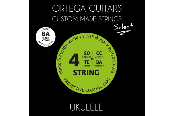 Custom Made Strings "Select" for Bariton Ukulele 4 String - Black Nylon / .026/.030