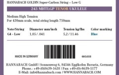 Corzi ukulele tenor Hannabach Corzi ukulele Single string Low G