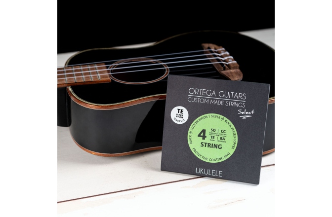 Corzi Ukulele Tenor Ortega Custom Made Strings "Select" for Tenor Ukulele 4 String - Black Nylon / .026/.028