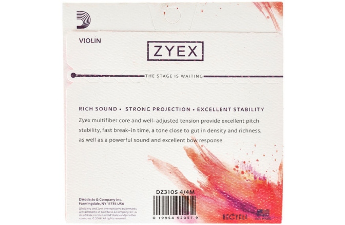 Corzi vioară Daddario Zyex DZ310S Violin Set 4/4 Medium