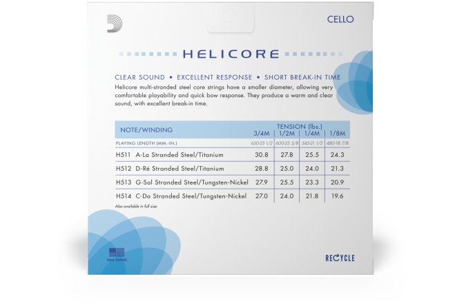 Corzi violoncel 1/2 Daddario Helicore Cello String Set 1/2 Scale MT