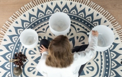 Covor meditație Meinl Meditation Rug 78" / 200 cm - Navy Blue / Floral Design