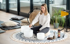 Covor meditație Meinl Meditation Rug 78" / 200 cm - Navy Blue / Floral Design
