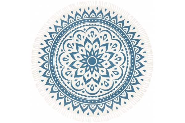 Meditation Rug 78" / 200 cm - Navy Blue / Floral Design