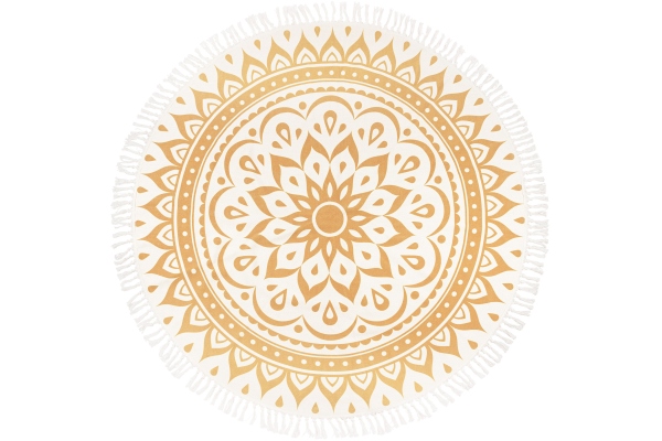 Meditation Rug 78" / 200 cm - Vintage Gold / Floral Design Meditation Rug 78" / 200 cm - Vintage Gold / Floral Design 