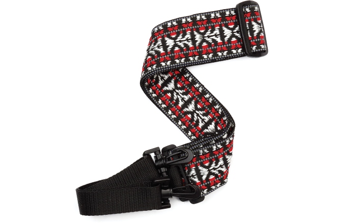 Curea Banjo Daddario Woven Banjo Strap Hootenanny Red and Silver
