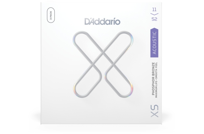 Curea chitară acustică Daddario 11-52 Custom Light XS Phosphor Bronze Coated 3-Pack